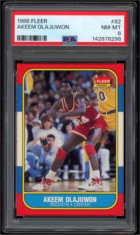 1986 Fleer #82 Akeem Olajuwon RC PSA 8