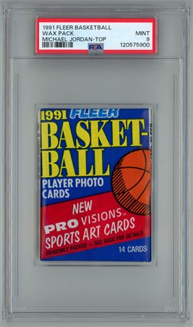 1991 Fleer Basketball Wax Pack Michael Jordan Top PSA 9 MINT
