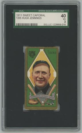 1911 T205 Sweet Caporal Hugh Jennings (HOF) SGC 3 VG